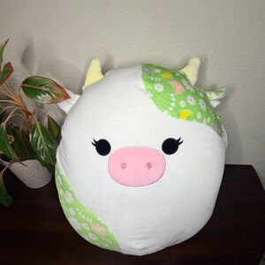16” Squishmallows Ada  The Cow White Green Floral Plush 2024 Easter